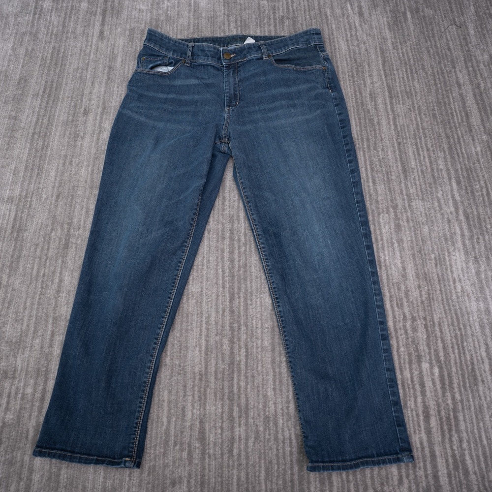 Chico's Platinum Jeans Women 2.5 US 14 Regular Blue Straight Leg Stretch